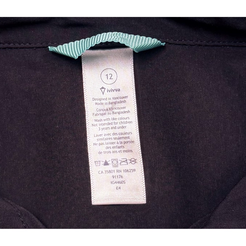 Ivivva By Lululemon Girls Speed Ahead Black Windbreaker Jacket SIZE 12 Hooded - Picture 9 of 9
